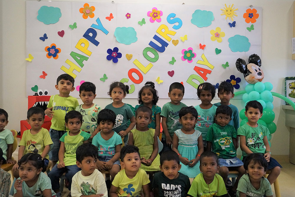 Colours day celebration image - Yuvabharathi Nursery